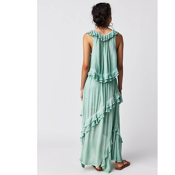 New Free People If Only Maxi Skirt Set $168 X-SMALL Harbor Green Boho Chic - Picture 4 of 7